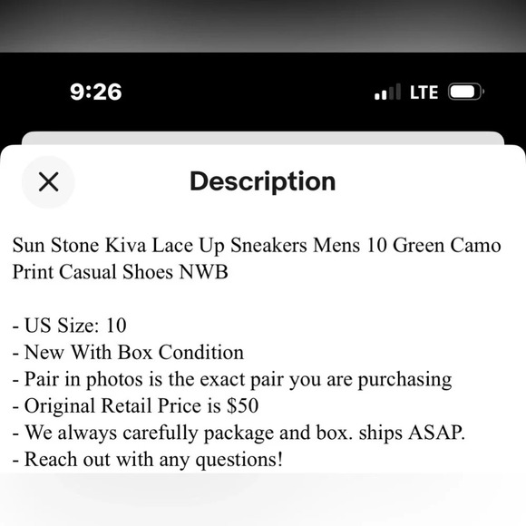 NIB Men's Sun + Stone Kiva Lace-up Sneakers. Size 10M. Camo - Picture 11 of 14